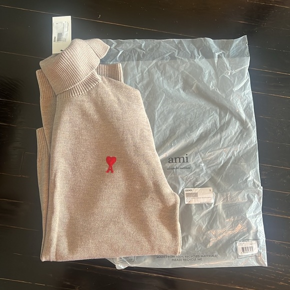 NEW W/ TAGS AMI Beige Ami Turtleneck - Picture 2 of 8